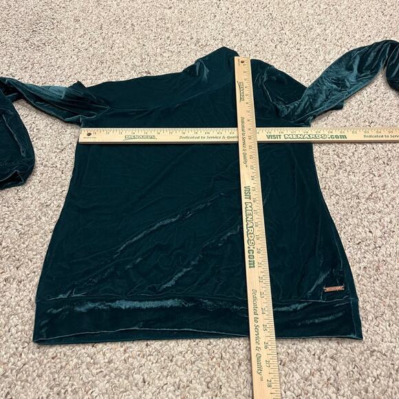 Sweaty Betty Velvet Restore One Shoulder Sweatshirt Sz S Green Holiday - Picture 6 of 7